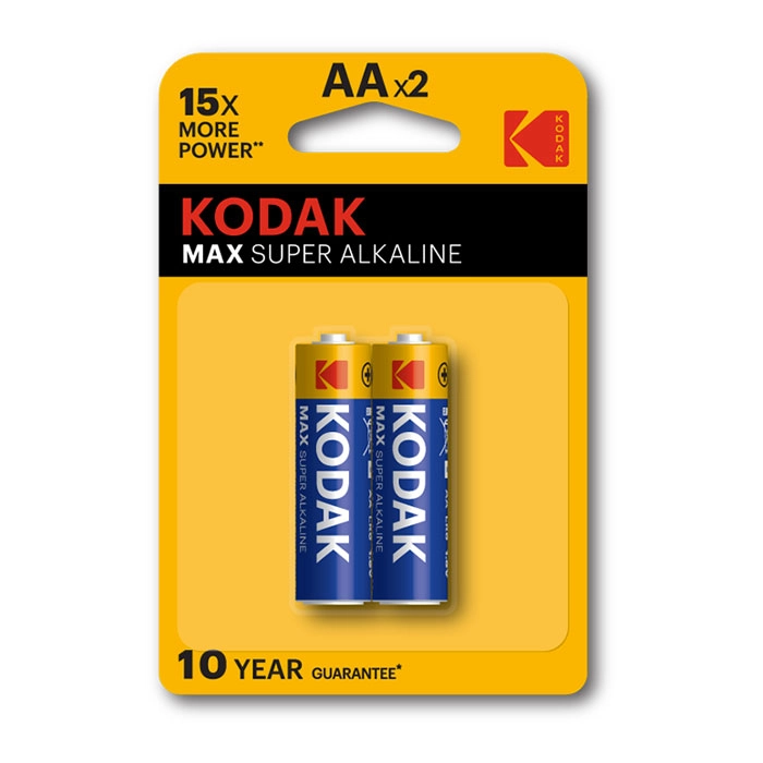 KODAK AA Max Super Alkaline 1.5v Batteries 10-Year Shelf Life (2 Pack) for Office | Office Solutions | Office & School Supplies | Office Electronics | Batteries
