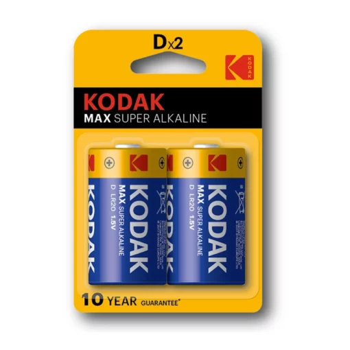 KODAK D Max Super Alkaline 1.5v Batteries 10-Year Shelf Life (2 Pack) for Office