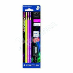 Staedtler Original Wopex Neon HB Pencil Set 3 Pack with Sharpener and Eraser